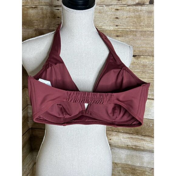 ATHLETA SCULPTED LIGHTLY LINED UNDERWIRE RED CLAY HALTER STYLE SWIM TOP 34D/DD - Picture 5 of 10